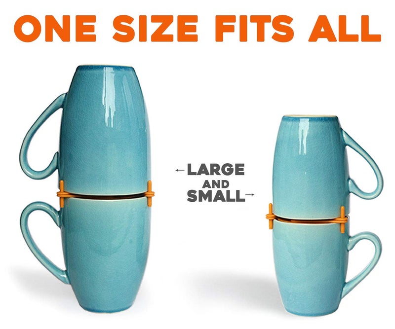 ELYPRO Mug Stacker 6-Pack â€“ Coffee Mug Rack & Mug Organizer | Stackable Cup Holder for Coffee Bar & Kitchen, Under Cabinet Mug Holder â€“ Space-Saving Mug Storage for Cabinets â€“ Orange - Image 3